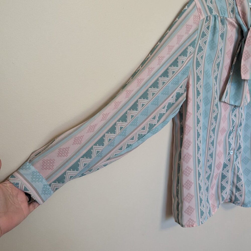 VINTAGE Alfred Dunner 80s 90s southwest stripe pattern blouse 16 EUC - Picture 3 of 9
